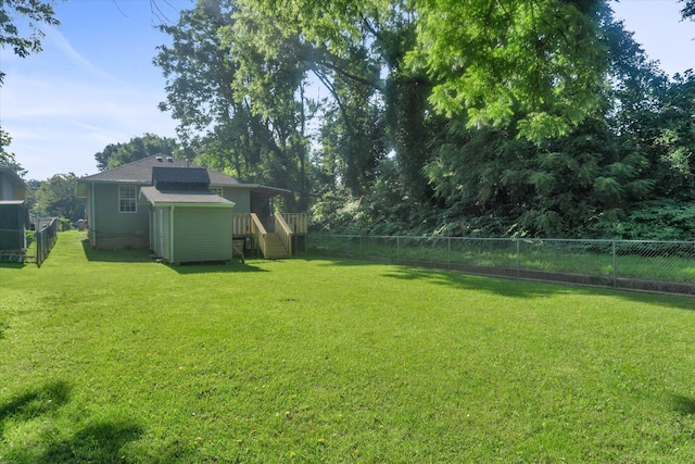 2431 N Kellett Ave, Springfield, MO 65803 - fenced backyard with a wooden deck and stairs