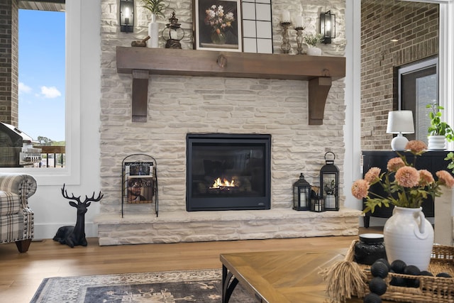 858 E Edenmore Cir, Nixa, MO 65714 - living room featuring wood finished floors and a glass covered fireplace