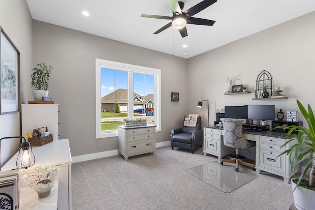 858 E Edenmore Cir, Nixa, MO 65714 - office with ceiling fan, light colored carpet, and recessed lighting