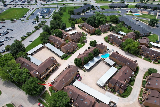 3440 S Delaware Ave Unit 114, Springfield, MO 65804 - aerial view of property's location featuring nearby suburban area and a pool area