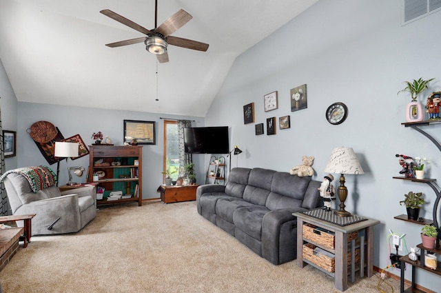 311 Northview Rd, Nixa, MO 65714 - carpeted living room featuring ceiling fan and vaulted ceiling