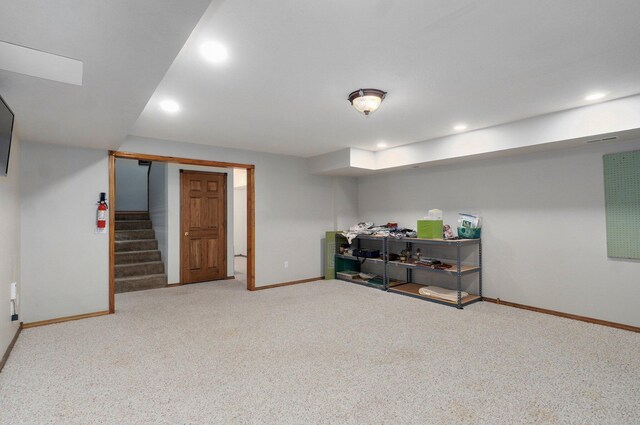 311 Northview Rd, Nixa, MO 65714 - finished basement with carpet floors, recessed lighting, and stairs