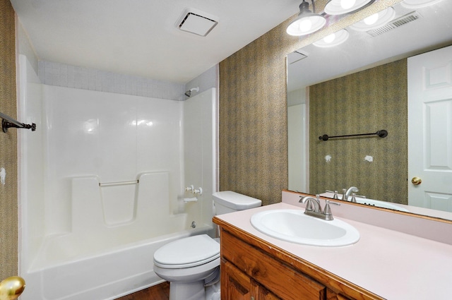 311 Northview Rd, Nixa, MO 65714 - bathroom with wallpapered walls, vanity,  shower combination, and wood finished floors