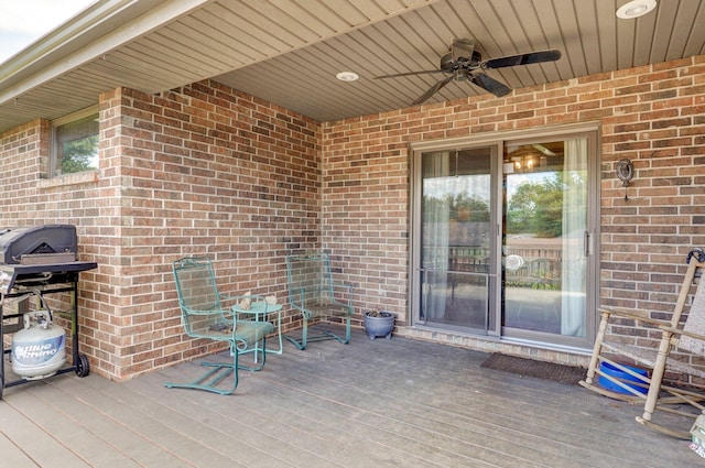 311 Northview Rd, Nixa, MO 65714 - view of patio with a ceiling fan, grilling area, and a wooden deck