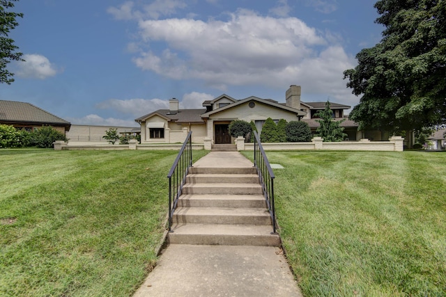 3501 E Cooper Blvd, Springfield, MO 65802 - view of front facade with a front yard and a chimney