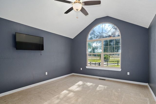 287 N Metzletein Rd, Billings, MO 65610 - carpeted spare room with a ceiling fan and lofted ceiling