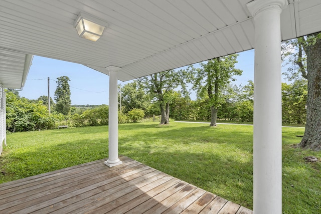 595 Johns Ford Rd, Sparta, MO 65753 - wooden deck featuring a lawn