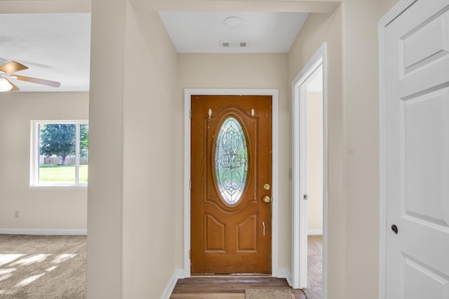 707 N College Ave, Republic, MO 65738 - foyer entrance featuring ceiling fan and carpet