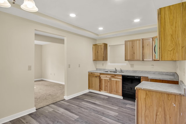 707 N College Ave, Republic, MO 65738 - kitchen with dishwasher, wood finished floors, light countertops, and recessed lighting
