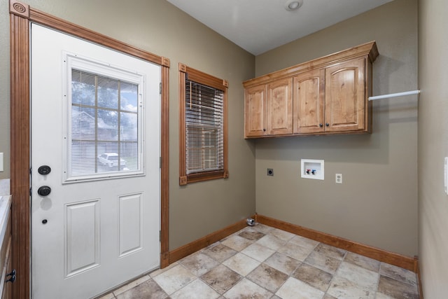 1225 W Wildcherry St, Ozark, MO 65721 - washroom with washer hookup, electric dryer hookup, cabinet space, and light stone finish floors