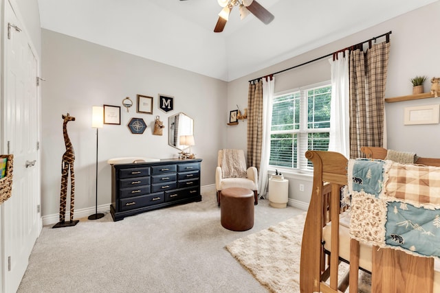 811 Gold Rush Ave, Nixa, MO 65714 - carpeted bedroom with a ceiling fan and lofted ceiling