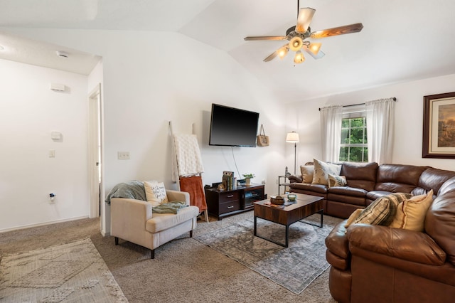 1300 W Robin St, Ozark, MO 65721 - carpeted living area featuring vaulted ceiling and ceiling fan