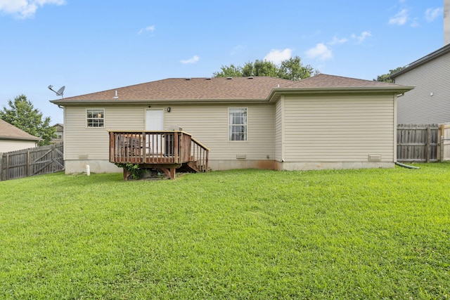 1300 W Robin St, Ozark, MO 65721 - rear view of house with a wooden deck and a fenced backyard