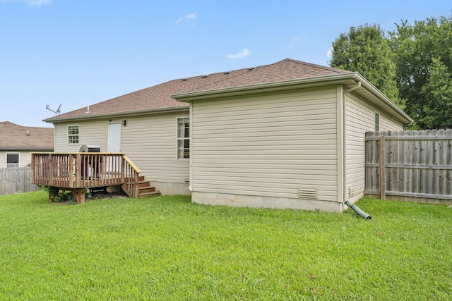 1300 W Robin St, Ozark, MO 65721 - rear view of house featuring a wooden deck and a shingled roof
