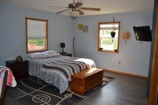 163 Hidden Hollow Dr, Marshfield, MO 65706 - bedroom featuring wood finished floors and a ceiling fan