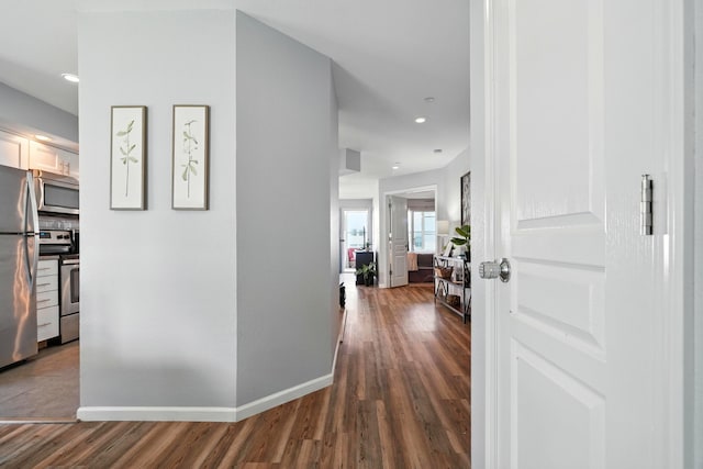 215 Meadow Brook Ln Unit 3, Branson, MO 65616 - hallway with dark wood-type flooring and recessed lighting