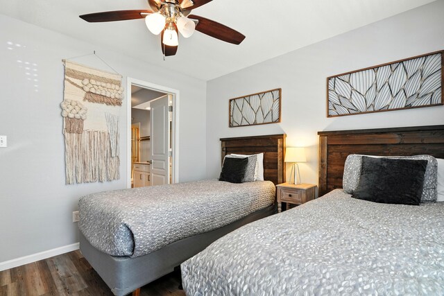 215 Meadow Brook Ln Unit 3, Branson, MO 65616 - bedroom featuring wood finished floors, a fireplace, ceiling fan, and ensuite bathroom