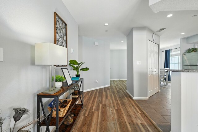 215 Meadow Brook Ln Unit 3, Branson, MO 65616 - hall featuring recessed lighting and dark wood-style floors