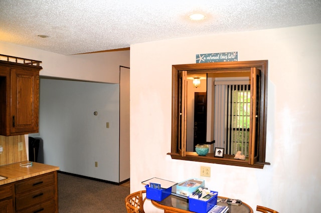 1761-1763 E Lark St, Springfield, MO 65804 - kitchen featuring carpet, a textured ceiling, light countertops, and brown cabinetry