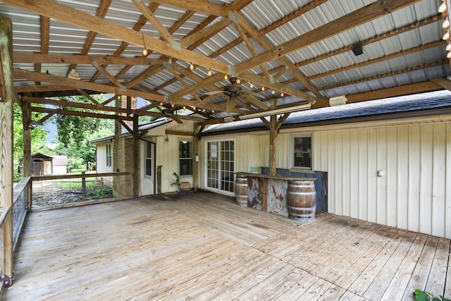 1801 W Cherokee St, Springfield, MO 65807 - deck featuring ceiling fan and a storage unit