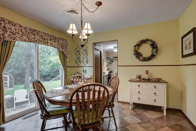 1706 Ankney Pl, Neosho, MO 64850 - dining room with a chandelier, a textured ceiling, and a wainscoted wall
