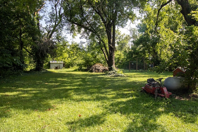 231 W School St, Everton, MO 65646 - view of green lawn featuring a shed