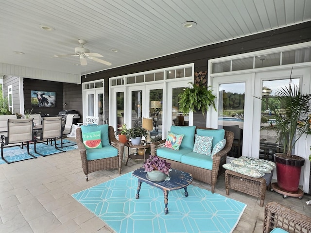 556 Carter 309, Van Buren, MO 63965 - view of patio / terrace featuring french doors, a ceiling fan, and an outdoor living space