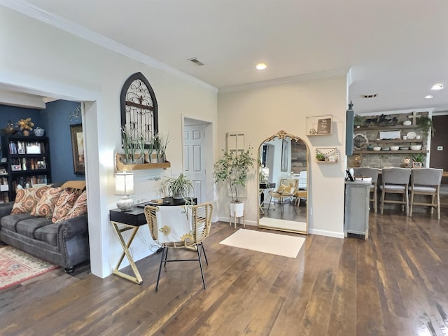 556 Carter 309, Van Buren, MO 63965 - dining space featuring wood finished floors, crown molding, recessed lighting, and arched walkways