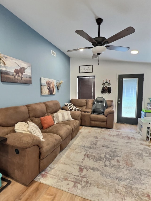556 Carter 309, Van Buren, MO 63965 - living area with wood finished floors, a ceiling fan, and recessed lighting