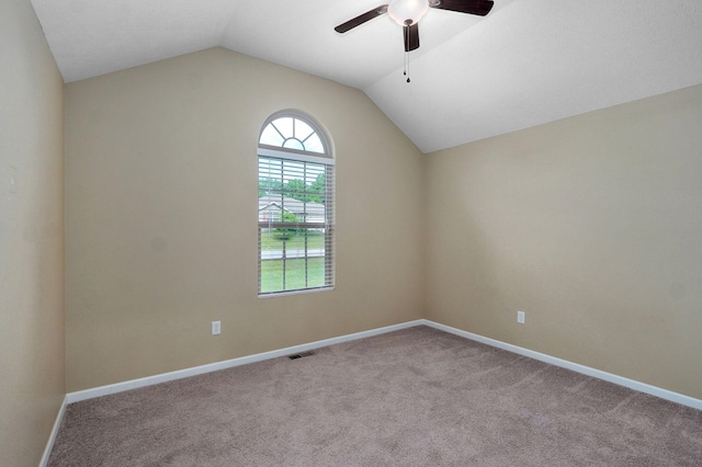 5834 Geranium Ln, Battlefield, MO 65619 - carpeted empty room with lofted ceiling and a ceiling fan