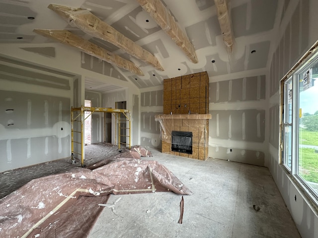 2617 W Webb Rd, Ozark, MO 65721 - unfurnished living room with a tiled fireplace
