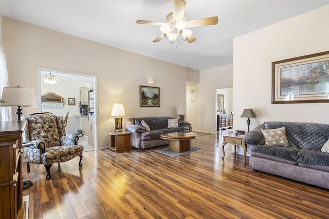 3045 S Palisades Dr, Springfield, MO 65807 - living room with a ceiling fan and wood finished floors