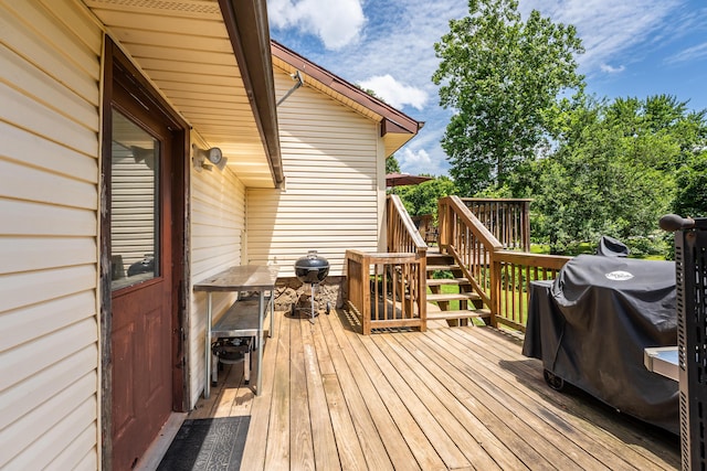 1604 E Sycamore St, Ozark, MO 65721 - wooden terrace with grilling area and stairway