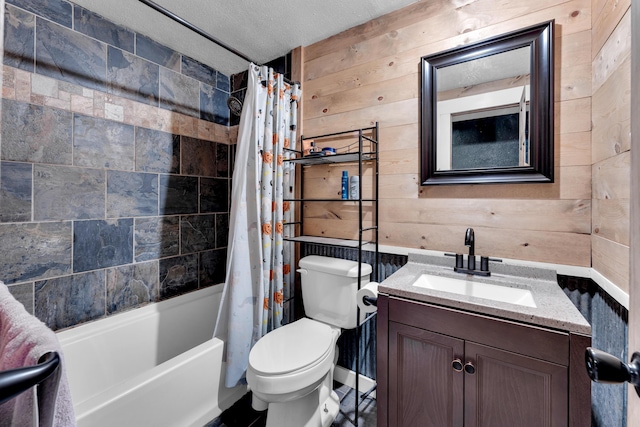 1604 E Sycamore St, Ozark, MO 65721 - full bath featuring wooden walls, shower / bath combo with shower curtain, and vanity