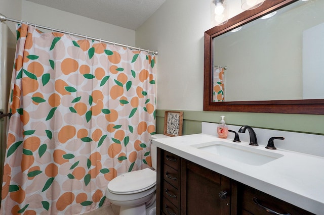 3239 W Erie St, Springfield, MO 65807 - bathroom with vanity, a textured ceiling, and a shower with shower curtain