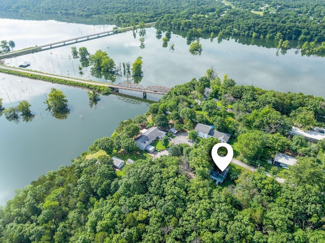 189 Pierce Pl, Forsyth, MO 65653 - aerial view of property's location with a nearby body of water and a heavily wooded area