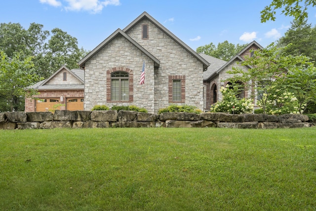 744 Seven Pines Dr, Saddlebrooke, MO 65630 - french country inspired facade with stone siding and a front yard