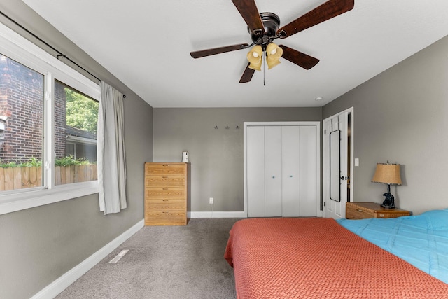 522 S Belcrest Ave, Springfield, MO 65802 - bedroom featuring carpet floors, a closet, and a ceiling fan