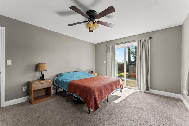 522 S Belcrest Ave, Springfield, MO 65802 - bedroom featuring access to outside, carpet, and a ceiling fan