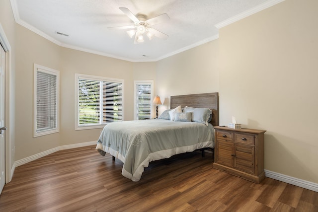 3314 Winged Foot Dr, Nixa, MO 65714 - bedroom with wood finished floors, crown molding, and ceiling fan