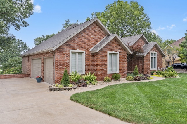 3314 Winged Foot Dr, Nixa, MO 65714 - view of front of property featuring brick siding, a front lawn, driveway, and roof with shingles