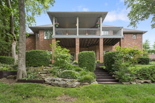 3314 Winged Foot Dr, Nixa, MO 65714 - back of property with brick siding, stairs, and roof with shingles