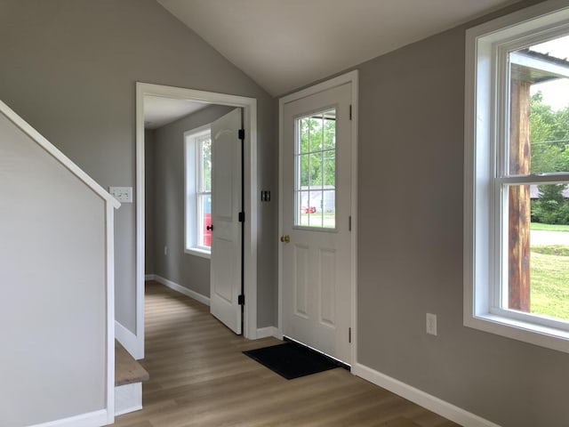 507 W Clouse St, Mountain Grove, MO 65711 - entryway with plenty of natural light, wood finished floors, and vaulted ceiling