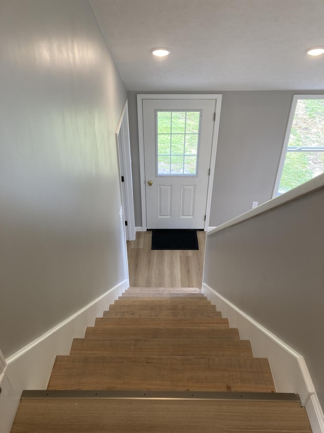 507 W Clouse St, Mountain Grove, MO 65711 - staircase with wood finished floors, healthy amount of natural light, and recessed lighting