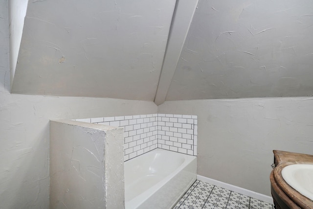 533 N Main St, Republic, MO 65738 - bathroom featuring a garden tub, vanity, and tile patterned floors