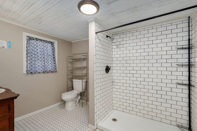 533 N Main St, Republic, MO 65738 - full bath featuring a shower stall, vanity, ornamental molding, and wood ceiling