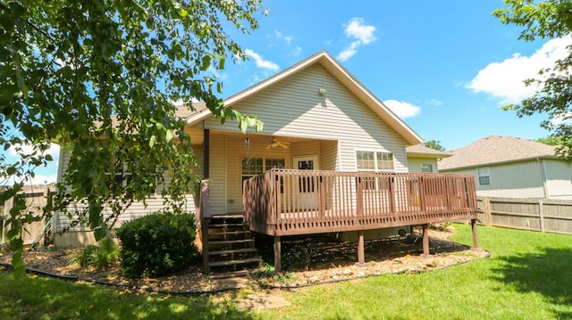 5546 S Aspen Dr, Battlefield, MO 65619 - rear view of property featuring a deck and a ceiling fan