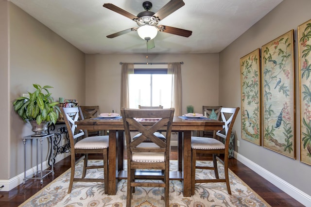 4604 E Kentbrook Dr, Springfield, MO 65802 - dining space with a ceiling fan and wood finished floors