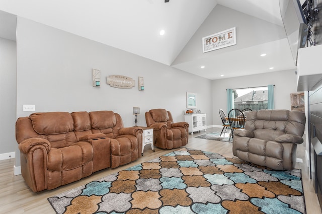 622 N Dean Ln, Republic, MO 65738 - living room with light wood-style floors, recessed lighting, and high vaulted ceiling