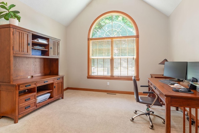 217 E Grace St, Republic, MO 65738 - office area featuring light carpet and lofted ceiling